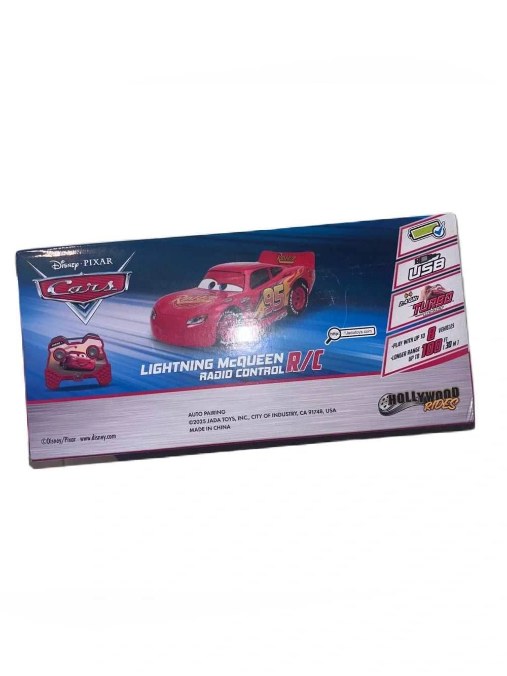 Disney Pixar Cars Lightning McQueen JADA 1:24 Scale RC Car W/Turbo 2.4 Ghz NEW